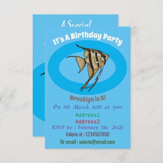 Invitation Illustration d'angelfish (Devant / Derrière)