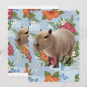Invitation Illustration d'animal de capybara à l'aquarelle mi (Devant / Derrière)