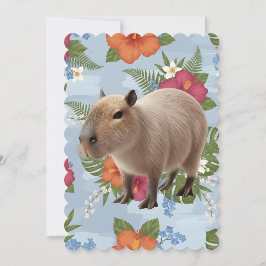 Invitation Illustration d'animal de capybara à l'aquarelle mi (Devant)