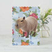 Invitation Illustration d'animal de capybara à l'aquarelle mi (Debout devant)