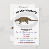 Invitation Illustration d'Ankylosaurus (Devant / Derrière)