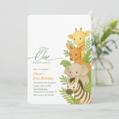 Invitation Illustration d'anniversaire d'animal Wild One 1er  (Debout devant)