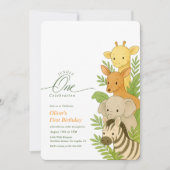 Invitation Illustration d'anniversaire d'animal Wild One 1er  (Devant)