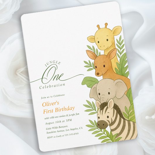 Invitation Illustration d'anniversaire d'animal Wild One 1er 