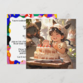 Invitation Illustration d'anniversaire de style Anime (Devant / Derrière)