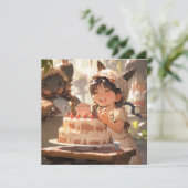 Invitation Illustration d'anniversaire de style Anime (Debout devant)