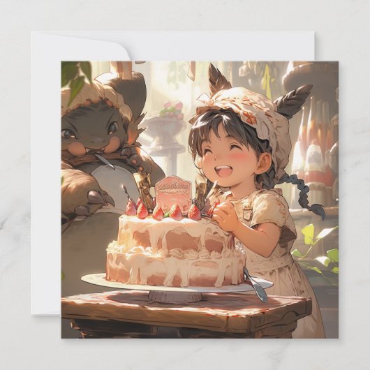 Invitation Illustration d'anniversaire de style Anime (Devant)