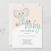 Invitation Illustration d'aquarelle de fille d'éléphant rose  (Devant)