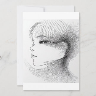 Invitation Illustration d'art en ligne continue d'un visage h