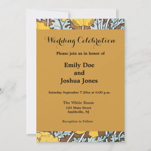 Invitation illustration d'art pavot fleur jaune (Devant)