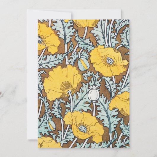 Invitation illustration d'art pavot fleur jaune (Dos)