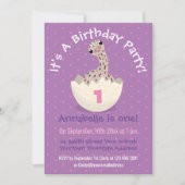 Invitation Illustration d'autruche pour bébé à couver mignon (Devant)