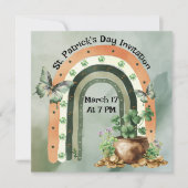 Invitation Illustration de arc-en-ciel aquarelle verte bohème (Devant)