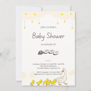 Invitation Illustration de Baby Shower de Canard Mignon dans
