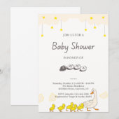 Invitation Illustration de Baby Shower de Canard Mignon dans (Devant / Derrière)