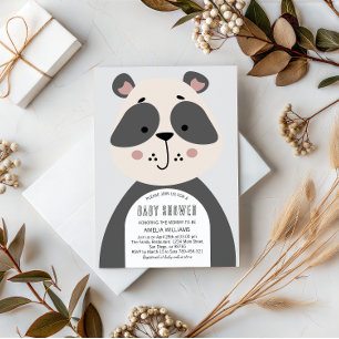Invitation Illustration de baby shower douce et neutre de pan