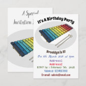 Invitation Illustration de bande dessinée en Xylophone (Devant / Derrière)
