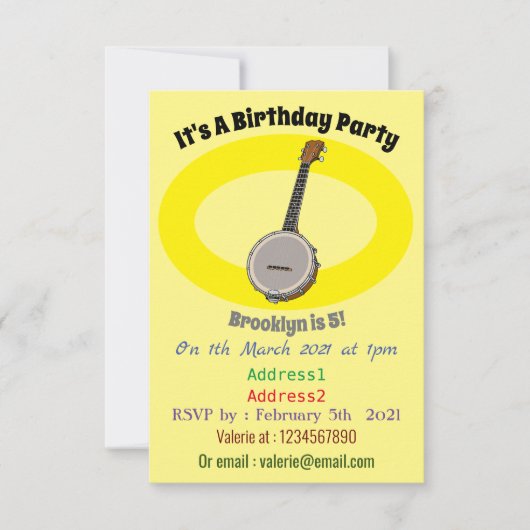 Invitation Illustration de Banjo (Devant)