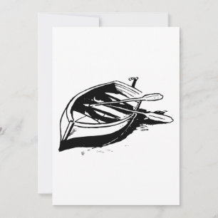 Invitation Illustration de bateau à rames noir et blanc nauti
