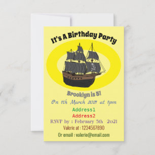 Invitation Illustration de bateau pirate