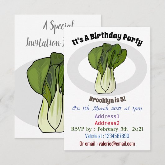Invitation Illustration de Bok choy (Devant / Derrière)