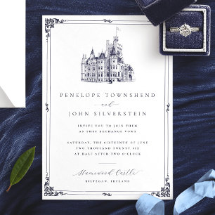 Invitation Illustration de bordure de château vintage élégant