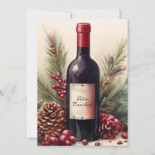Invitation Illustration de bouteille de vin Feliz Navidad
