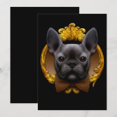 Invitation Illustration de bulldog en France, bleu (Devant / Derrière)