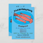 Invitation Illustration de calamar rose (Devant / Derrière)