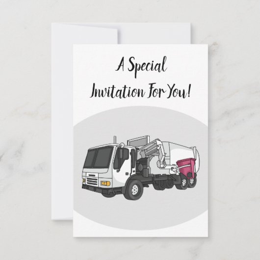 Invitation Illustration de camion à ordures (Dos)
