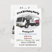 Invitation Illustration de camion à ordures (Devant / Derrière)