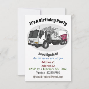 Invitation Illustration de camion à ordures