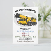 Invitation Illustration de camion de grue (Debout devant)