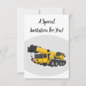 Invitation Illustration de camion de grue (Dos)