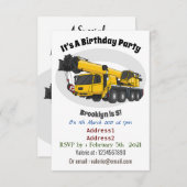 Invitation Illustration de camion de grue (Devant / Derrière)