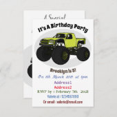 Invitation Illustration de camion monstre (Devant / Derrière)