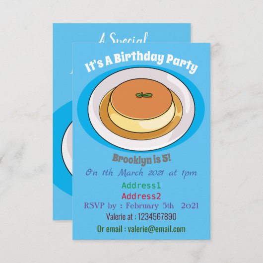 Invitation Illustration de caramel de crème (Devant / Derrière)