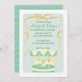 Invitation Illustration de carrousel à l'air vintage (Devant / Derrière)