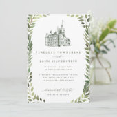 Invitation Illustration de château avec bordure de verdure po (Debout devant)