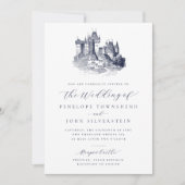 Invitation Illustration de Château de Conte de Fées Mariage (Devant)