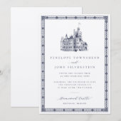 Invitation Illustration de château vintage frontière Mariage  (Devant / Derrière)