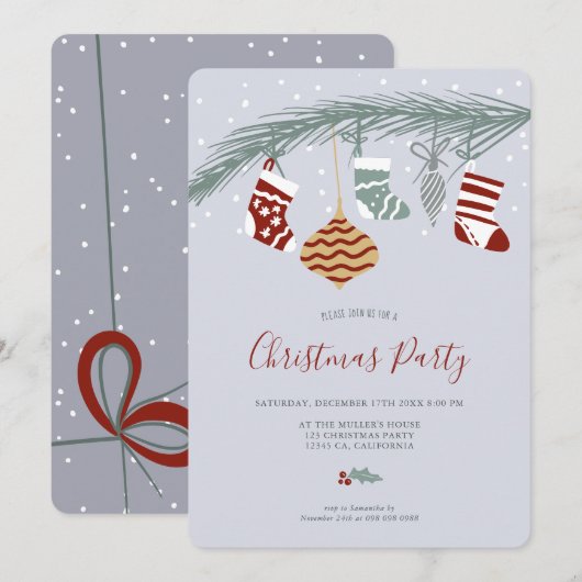 Invitation Illustration de chaussettes de Noël fantaisie mode (Devant / Derrière)