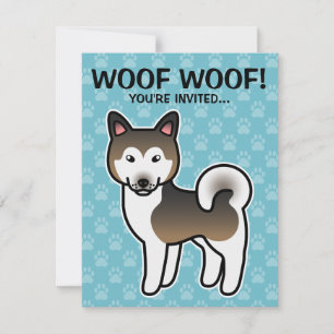 Invitation Illustration de chien Malamute d'Alaska sable et b