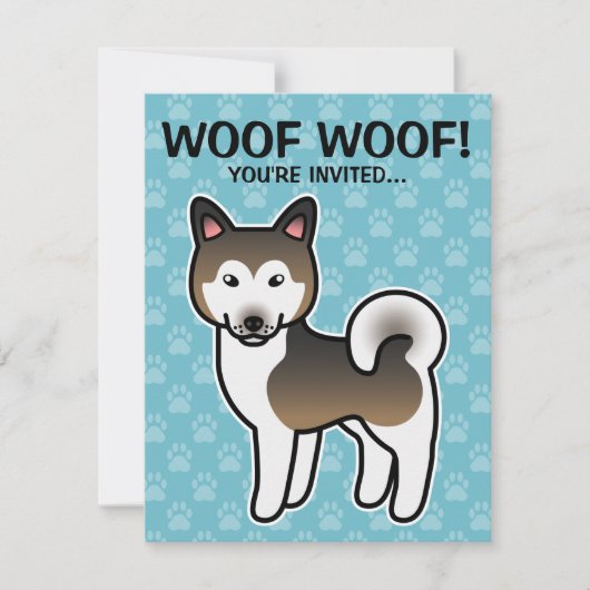 Invitation Illustration de chien Malamute d'Alaska sable et b (Devant)