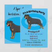 Invitation Illustration de chien Rottweiler (Devant / Derrière)