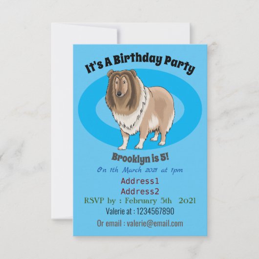 Invitation Illustration de chien Rough collie (Devant)