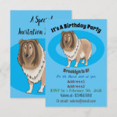 Invitation Illustration de chien Rough collie (Devant / Derrière)
