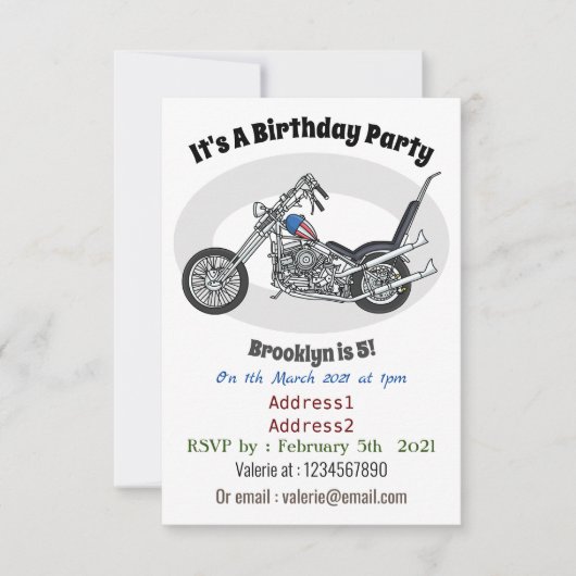 Invitation Illustration de Chopper Motorcycle 1950 (Devant)