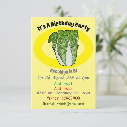 Invitation Illustration de chou chinois (Debout devant)