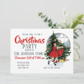Invitation Illustration de Christmas Girl Vintage (Debout devant)
